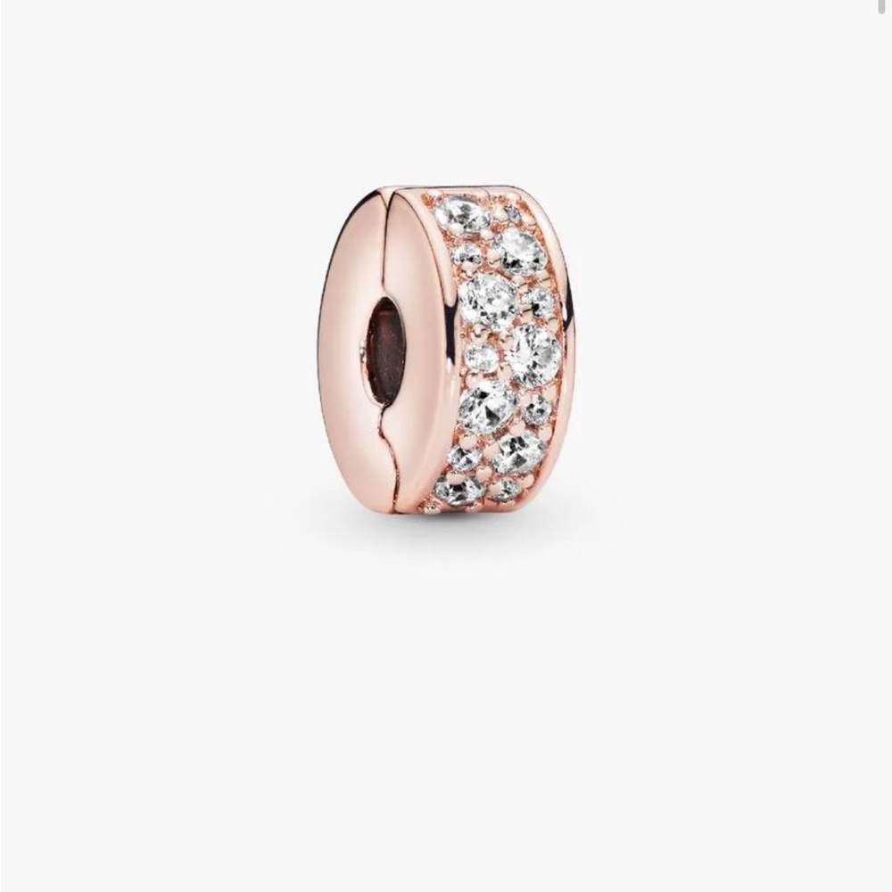 Pandora clear pave clip charm (set of 2) in Rose gold